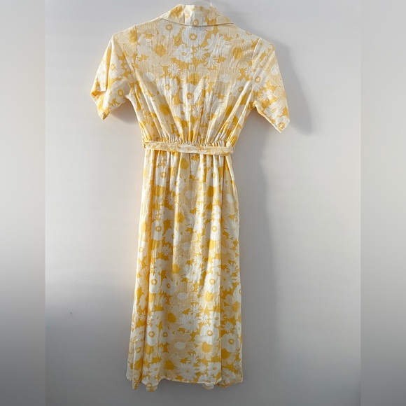 Compania Fantastica Yellow Floral Button Midi Shirt Belted Dress XS NWT - Picture 5 of 10
